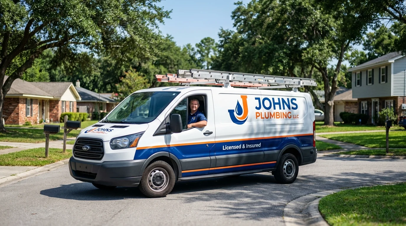 Johns Plumbing LLC service van in Knightdale, NC