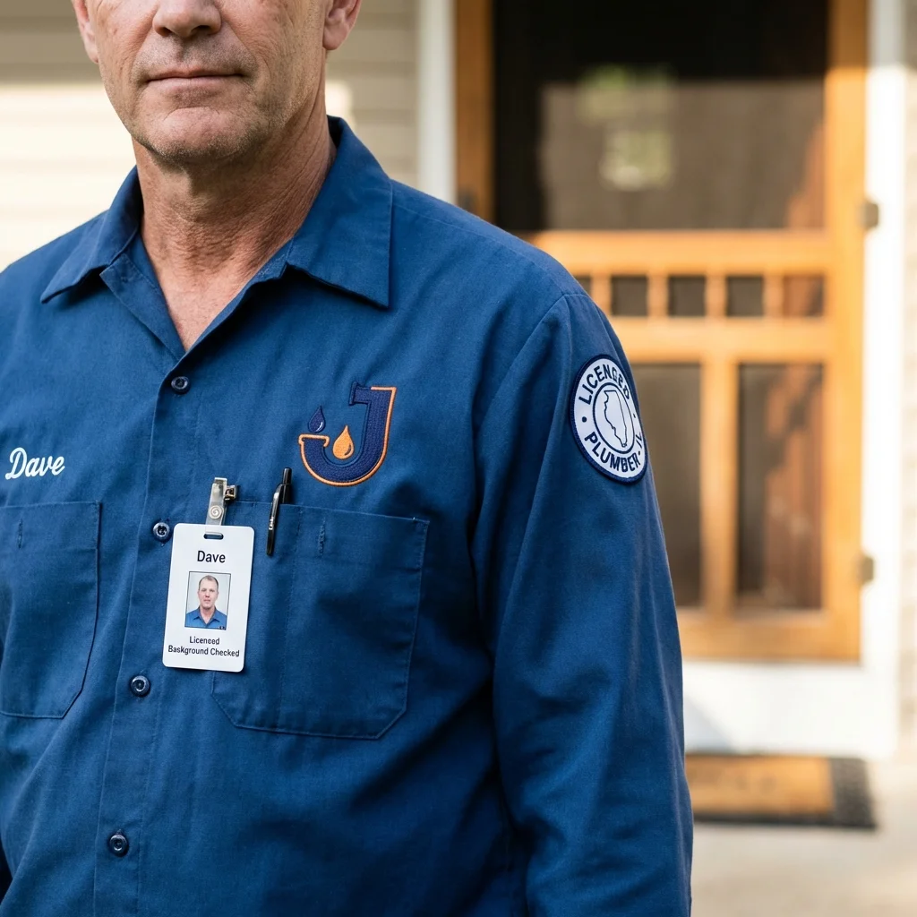 Licensed plumber showing ID badge in Knightdale, NC