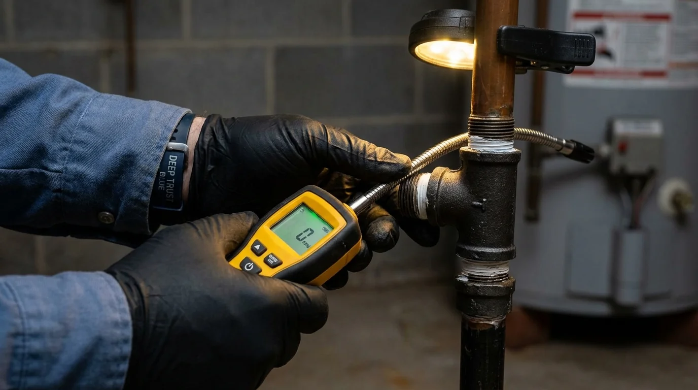 Gas leak detection with electronic sniffer by Johns Plumbing LLC in Knightdale