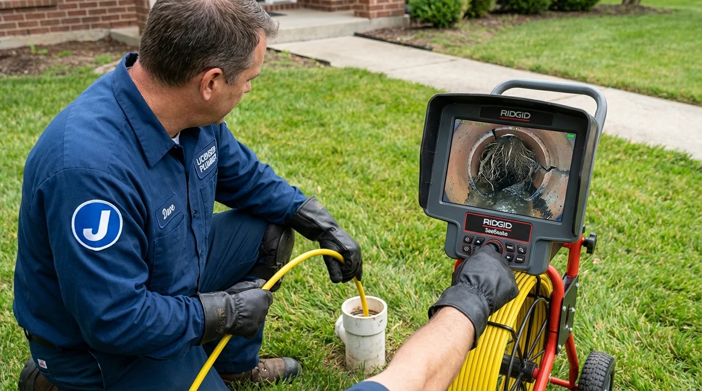 Sewer camera inspection being performed by Johns Plumbing LLC in Knightdale