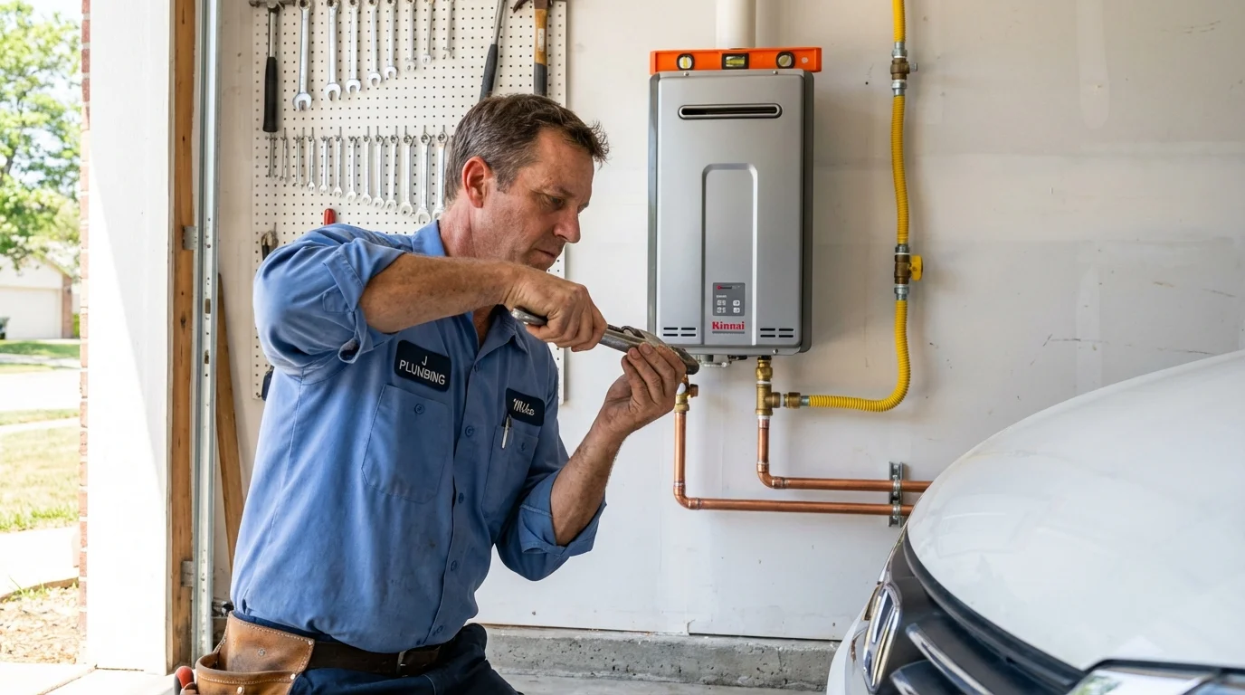 Tankless water heater installation by a Johns Plumbing LLC plumber in Knightdale